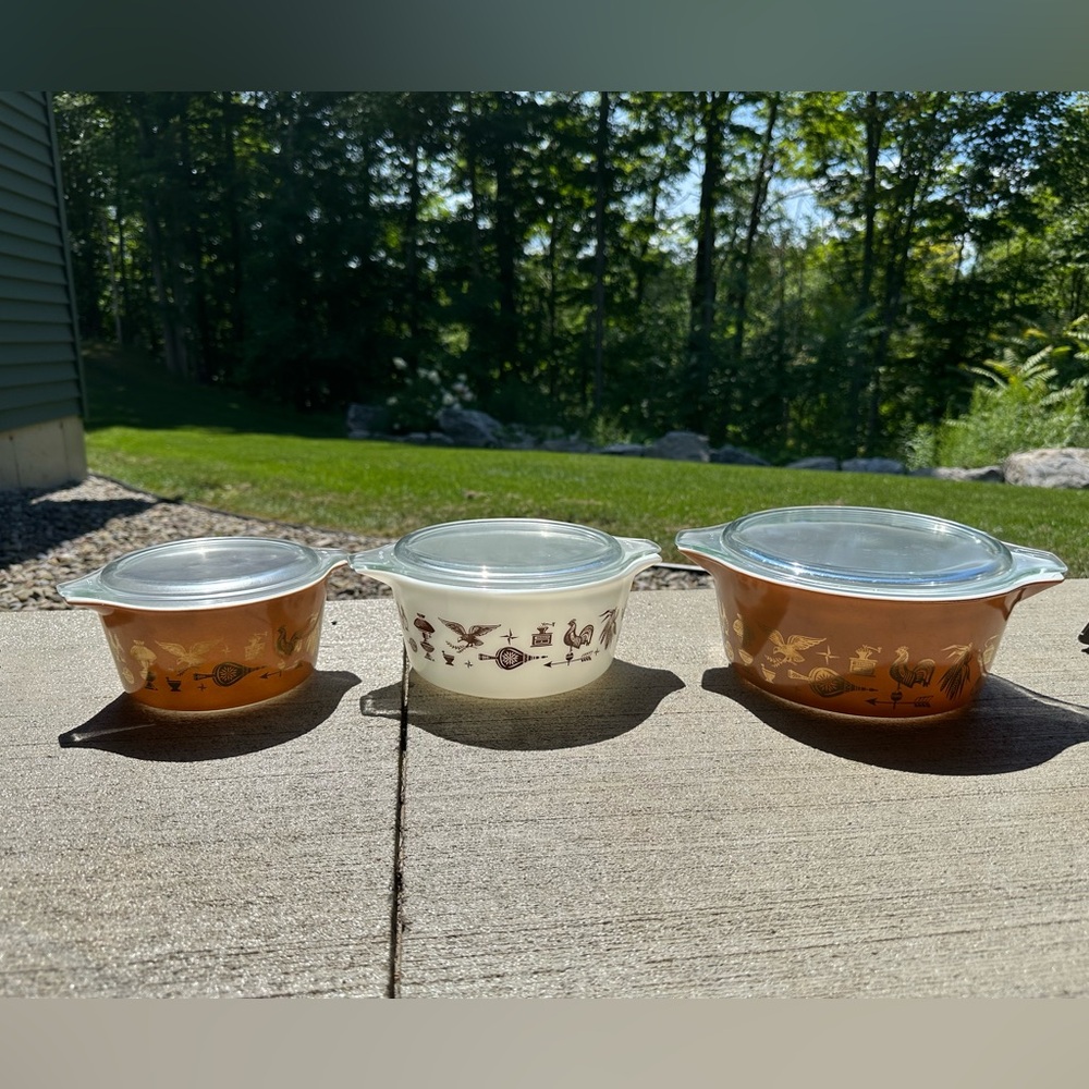 Vintage PYREX Casserole Dish Set with Lids American Heritage